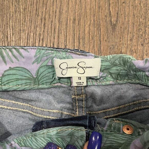 Jessica Simpson Girls Denim Shorts Dark Wash Roll Hem Distressed - Size 12 - Picture 4 of 8